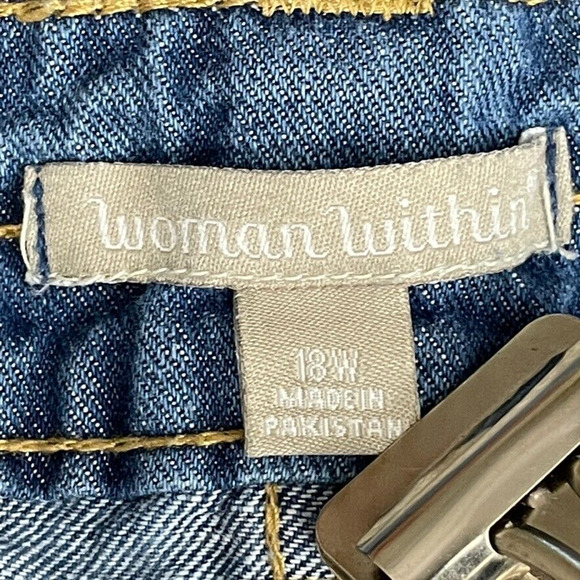 Women Within Jeans Womens 18W Plus Blue Denim Straight Leg 5 Pocket Cotton - Picture 2 of 12